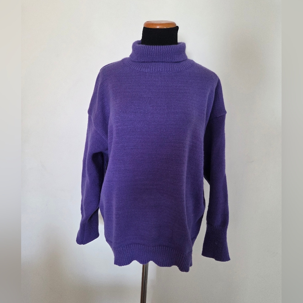 Purple Turtleneck Women's Knitted Sweater Size 2XL